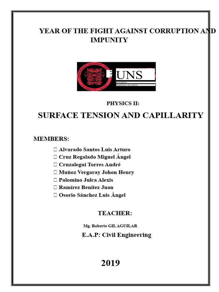 Surface Tension and Capillarity Analysis | PDF | Surface Tension | Drop ...