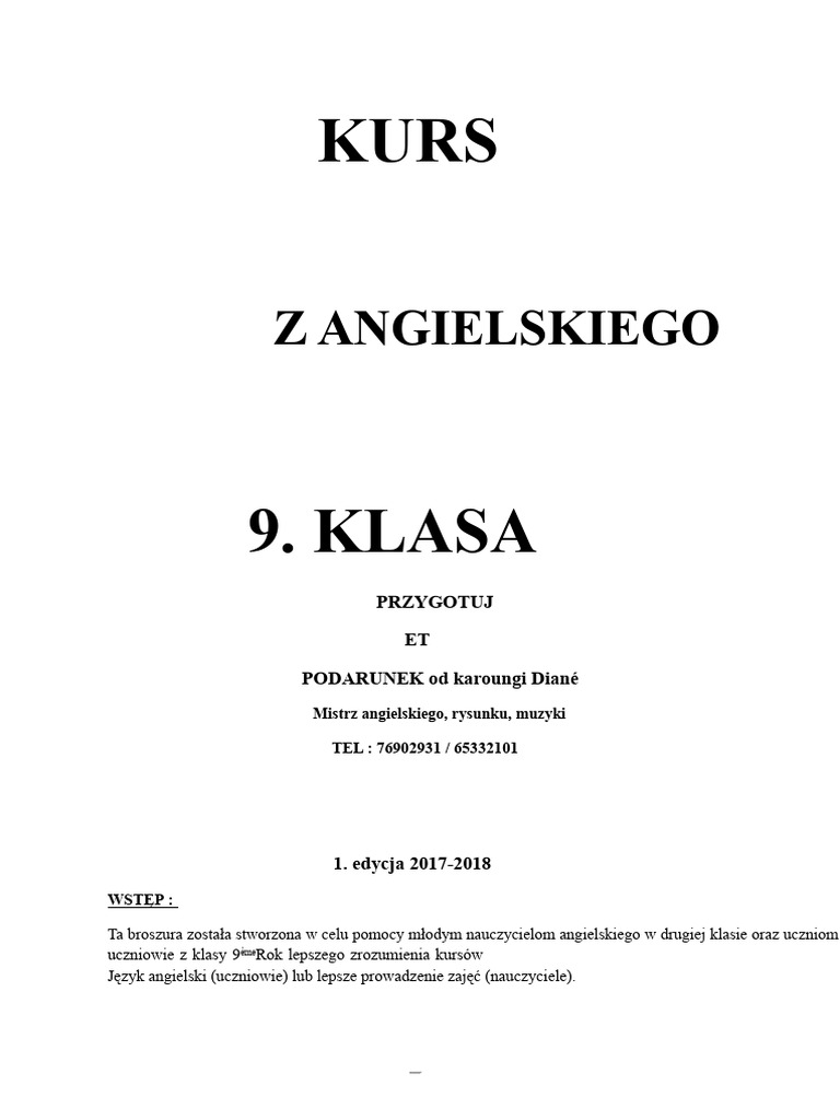 Lekcja Angielskiego 9 Klasa | PDF