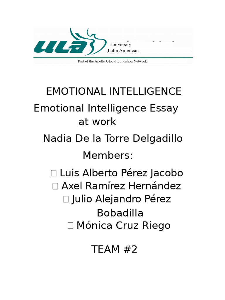 Emotional Intelligence in the Workplace | PDF | Emotional Intelligence ...