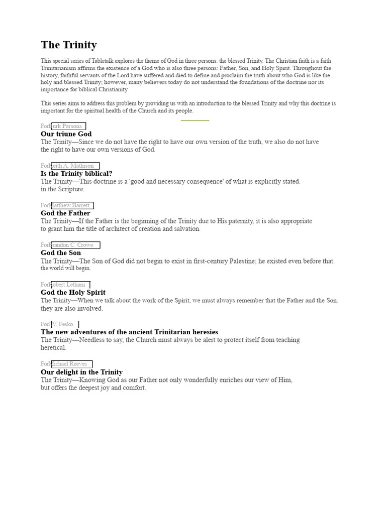 Understanding the Blessed Trinity | PDF | Trinity | God The Father