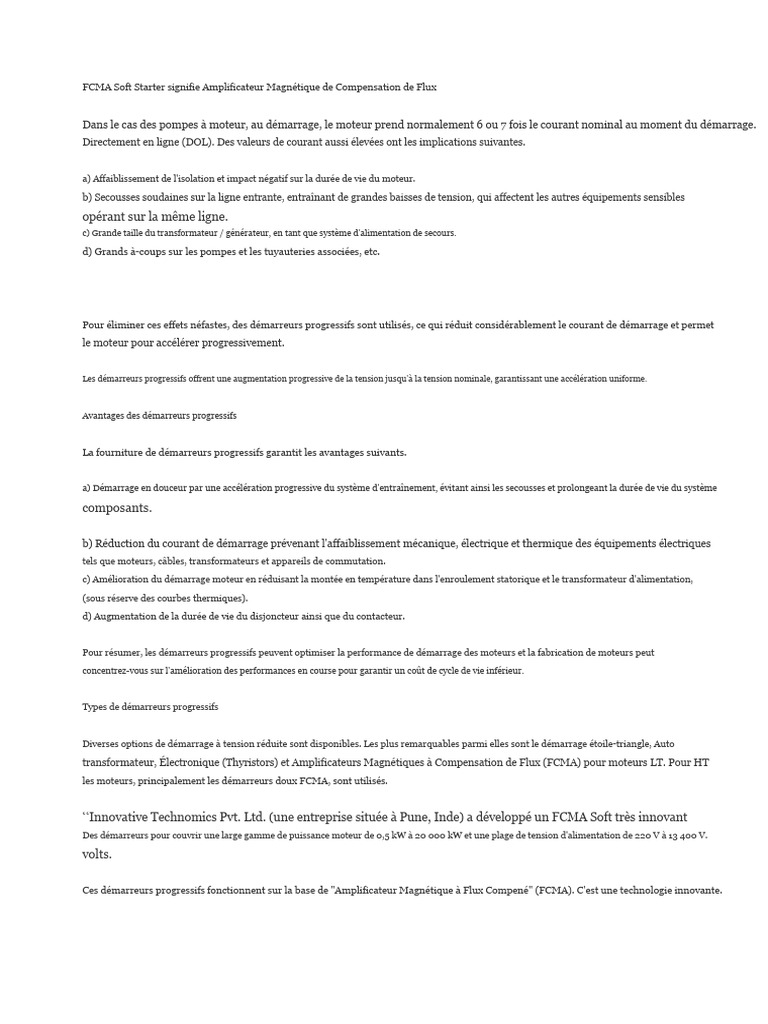 Démarreurs Progressifs FCMA pour Moteurs | PDF | Transformateur ...