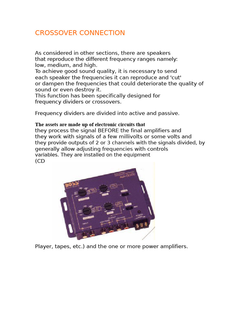 Crossover Connection Guide for Audio Systems | PDF | Loudspeaker ...