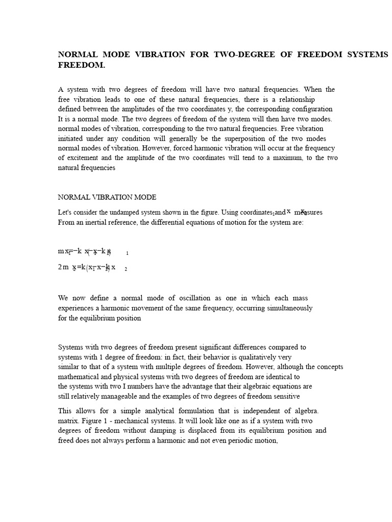 Normal Modes of Vibration in 2DOF Systems | PDF | Oscillation | Normal Mode