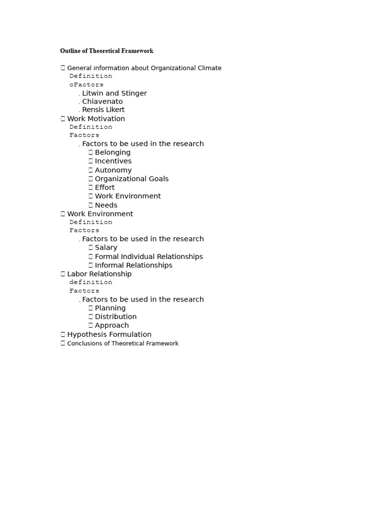Theoretical Framework on Organizational Climate | PDF