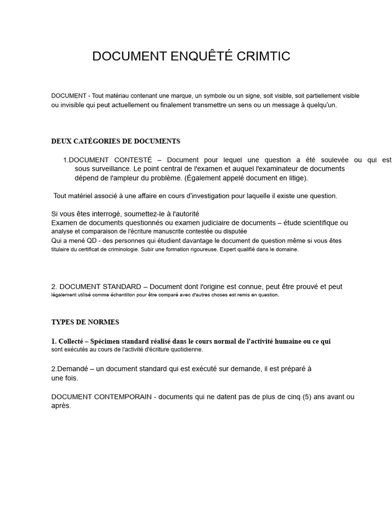 Types et classifications de documents criminels | PDF | Imprimante ...