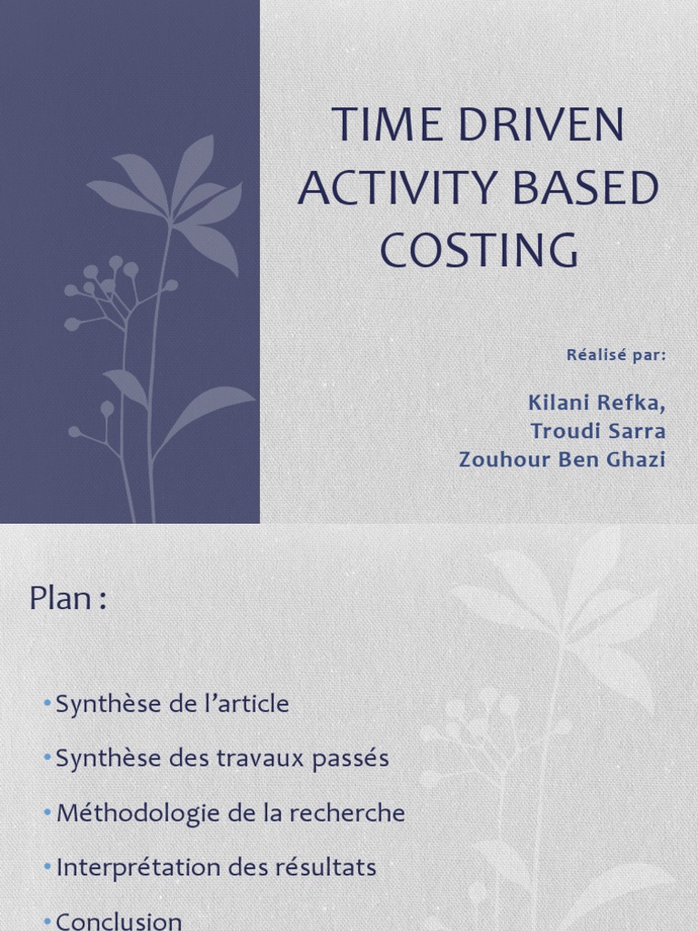 Time Driven Activity Based Costing TD ABC Science Sciences (Général)