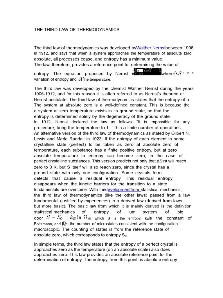 Understanding the Third Law of Thermodynamics | PDF | Gibbs Free Energy ...