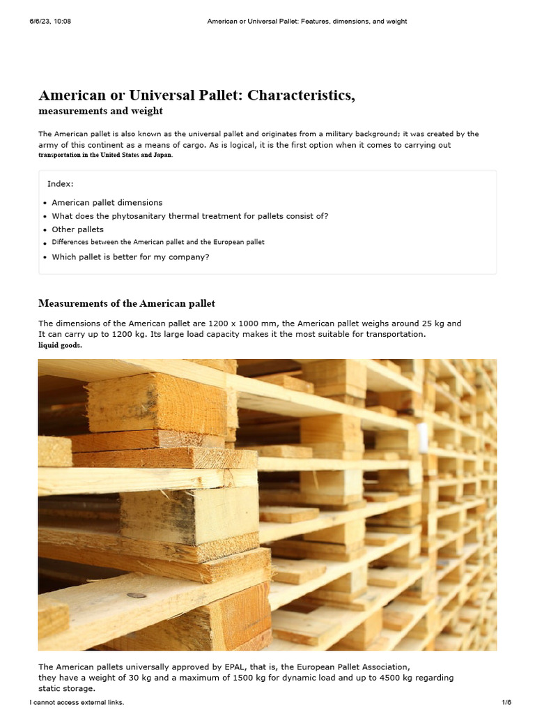 American Pallet Dimensions and Features | PDF | Pallet