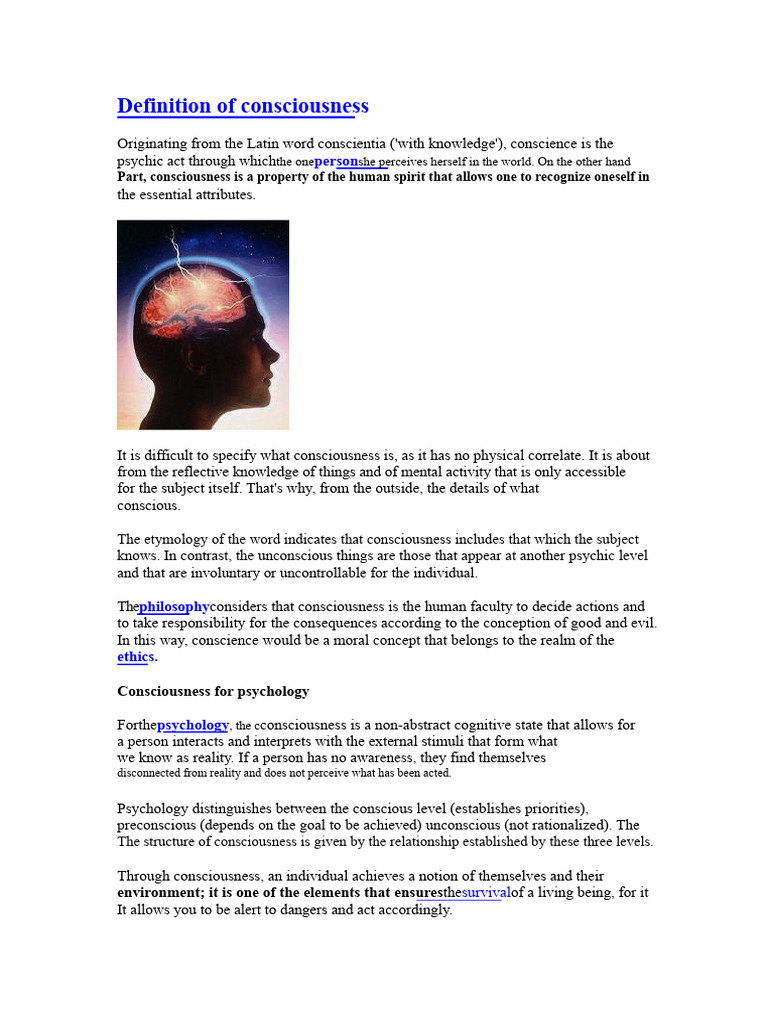 Understanding Consciousness in Psychology | PDF | Consciousness | Awareness