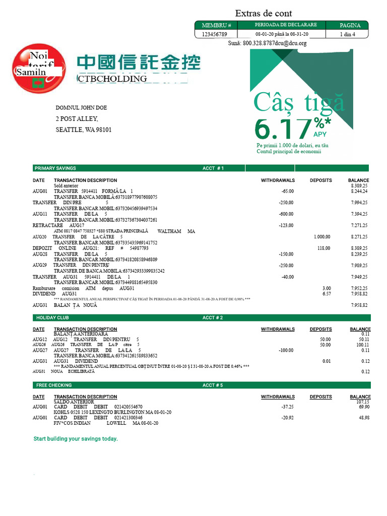 Extras de Cont DCU Bank | PDF