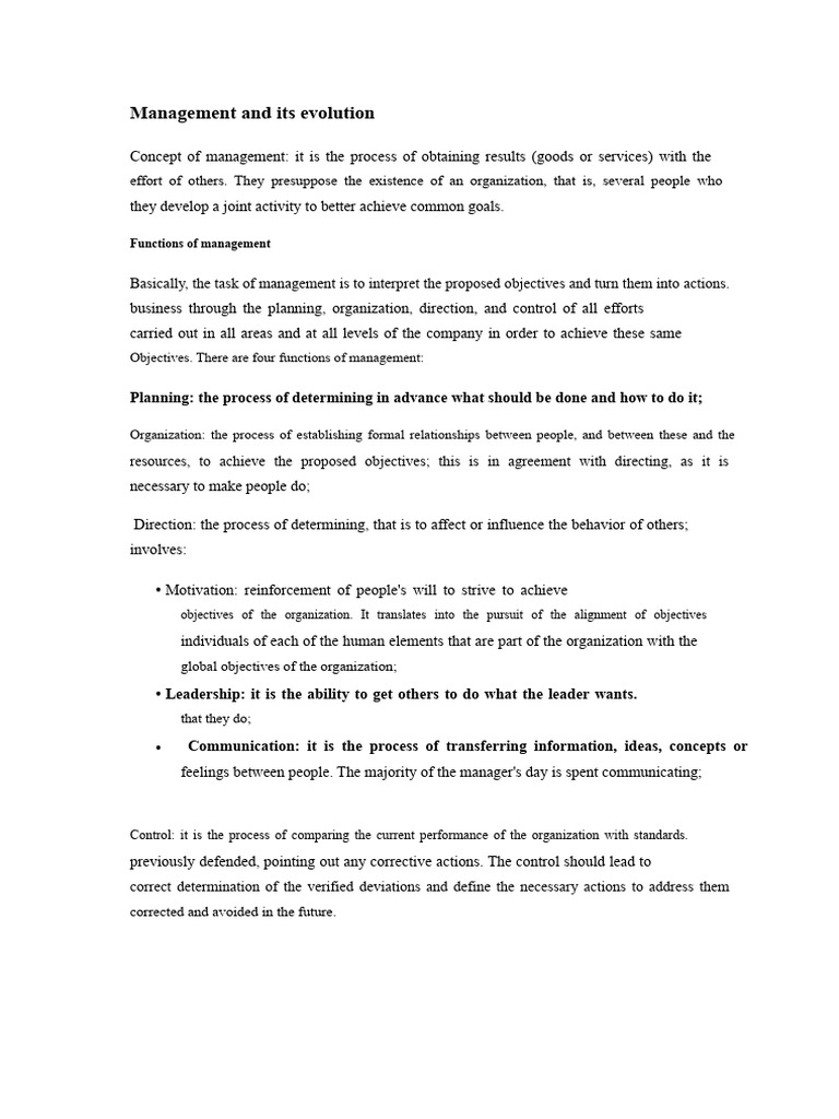 Evolution of Management Functions and Theories | PDF | Leadership ...