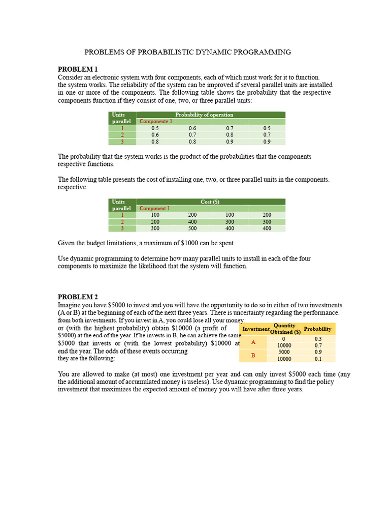 Dynamic Programming for Investment and Production Optimization | PDF ...