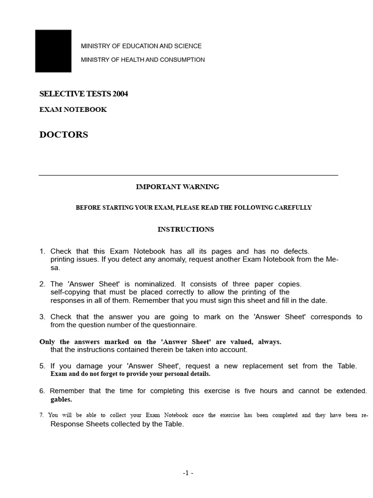 2004 Selective Tests for Doctors Exam | PDF | Cirrhosis | Hepatitis