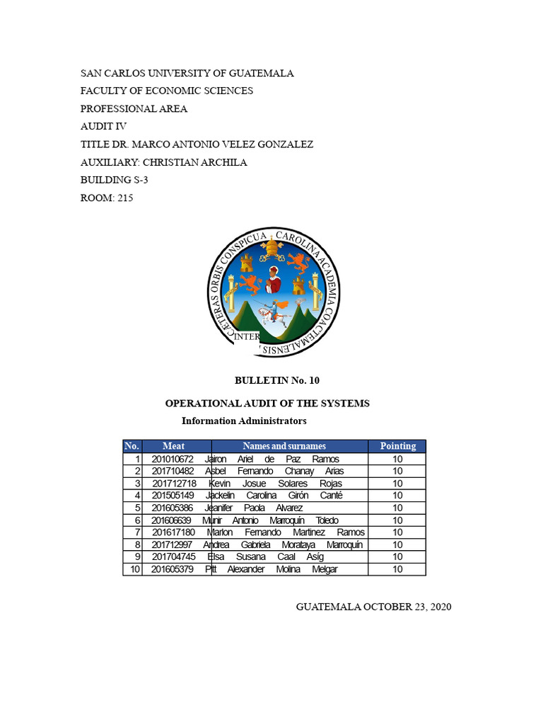 Bulletin 10 Operational Audit Bulletins (Room 203) | PDF | Information ...