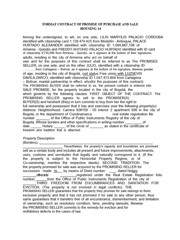 Promise of Sale of Housing 14 CajaHonor | PDF | Deed | Property