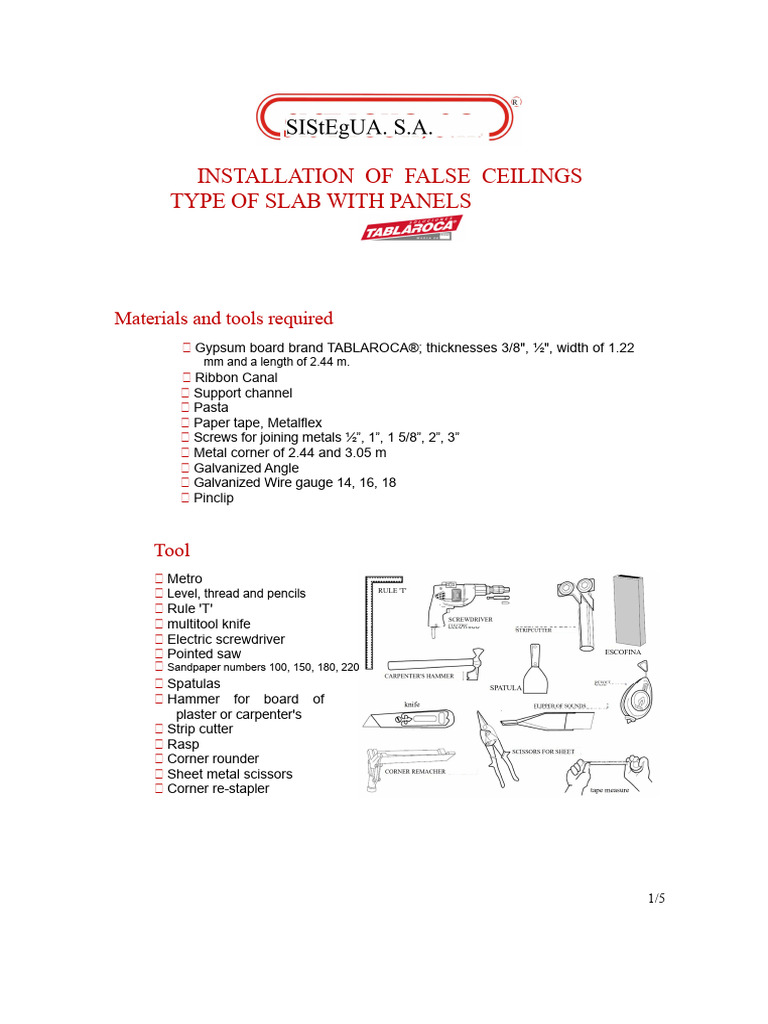 False Ceiling Installation Guide | PDF | Drywall | Materials
