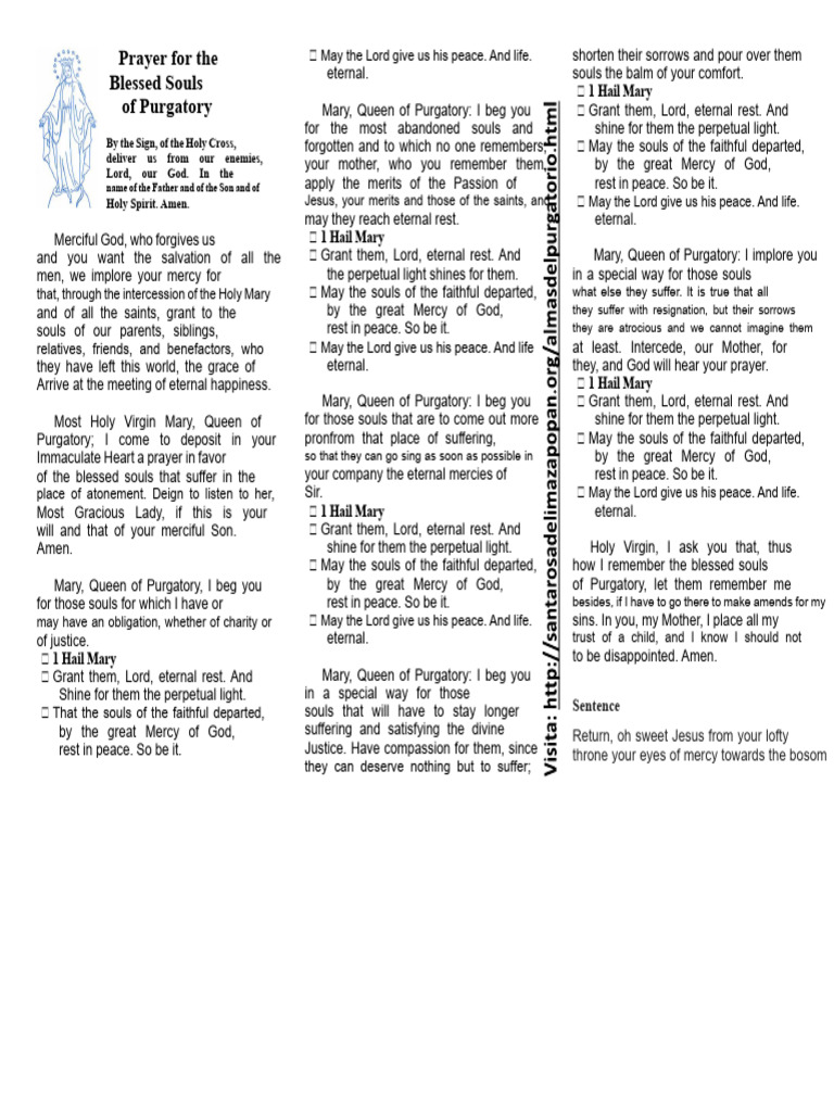 Prayers for Souls in Purgatory | PDF | Mercy | Purgatory