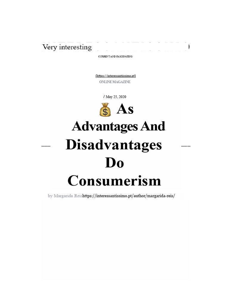 Pros and Cons of Consumerism Explained | PDF | Consumerism ...