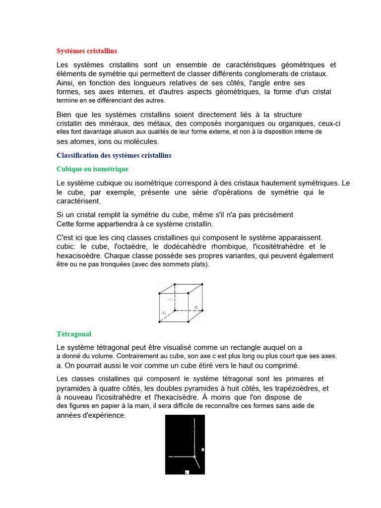 Classification des systèmes cristallins PDF Structure cristalline — free download