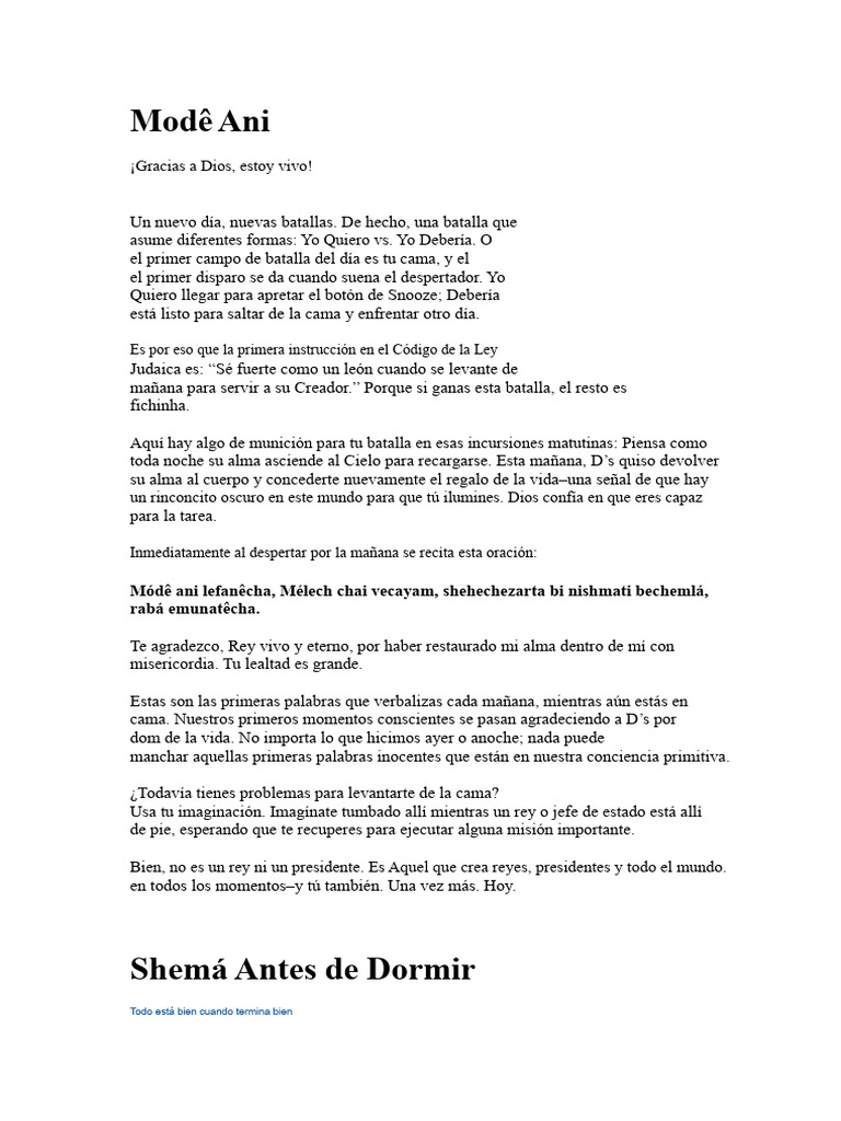 Modê Ani | PDF | Creencia y doctrina judía | Judios y judaísmo
