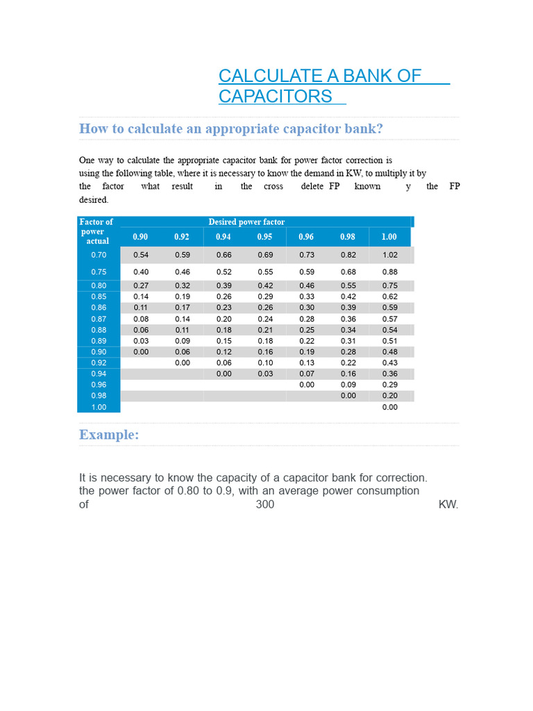 How to Calculate Capacitor Banks | PDF | Electrical Engineering ...