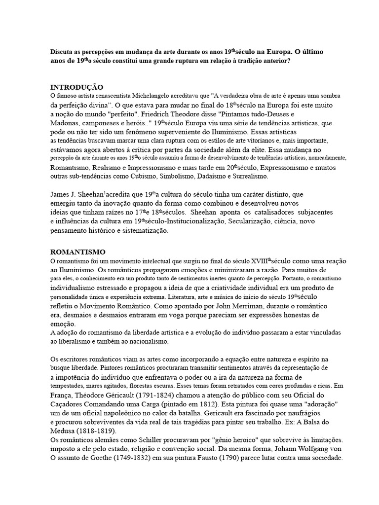 Mudanças na Arte Europeia do Século XIX | PDF | Romantismo | Realismo ...