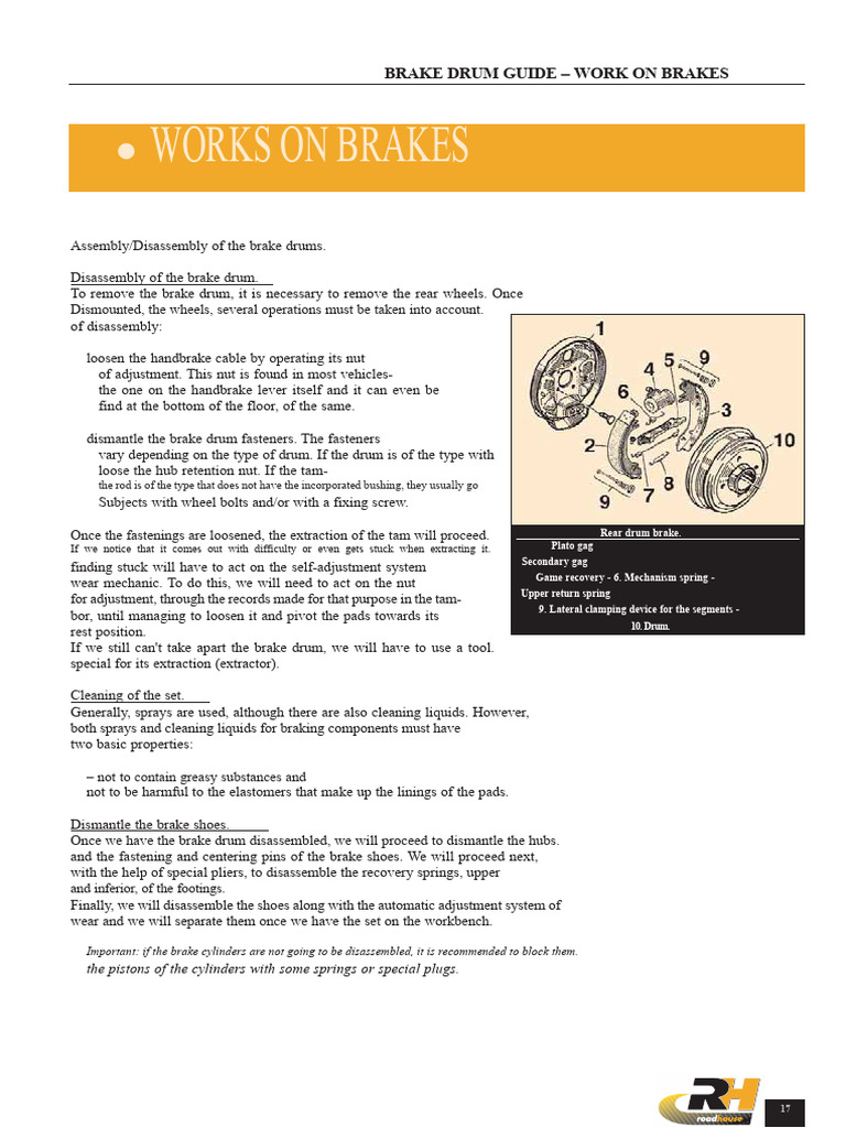 Drum Brake Assembly and Disassembly Guide | PDF | Brake | Vehicle Parts
