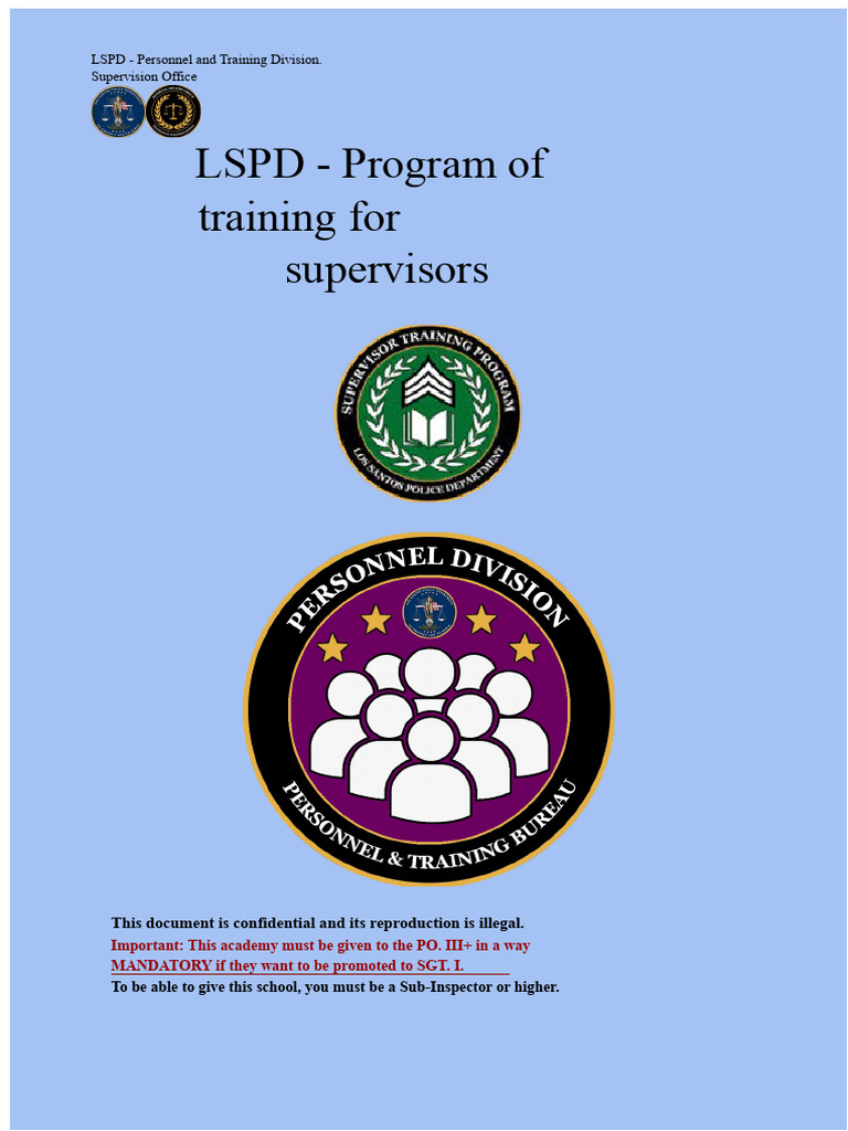 LSPD Supervisor Training Program Guide | PDF | Sergeant