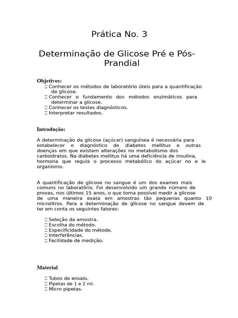 Glicose Pré e Pós-Prandial FERNANDO | PDF | Diabetes | Insulina