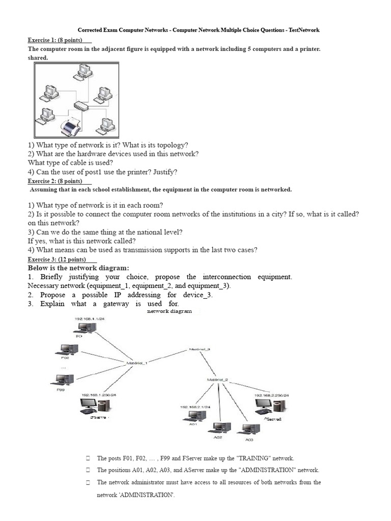 Corrected Exam Computer Networks | PDF | Computer Network | Network Switch
