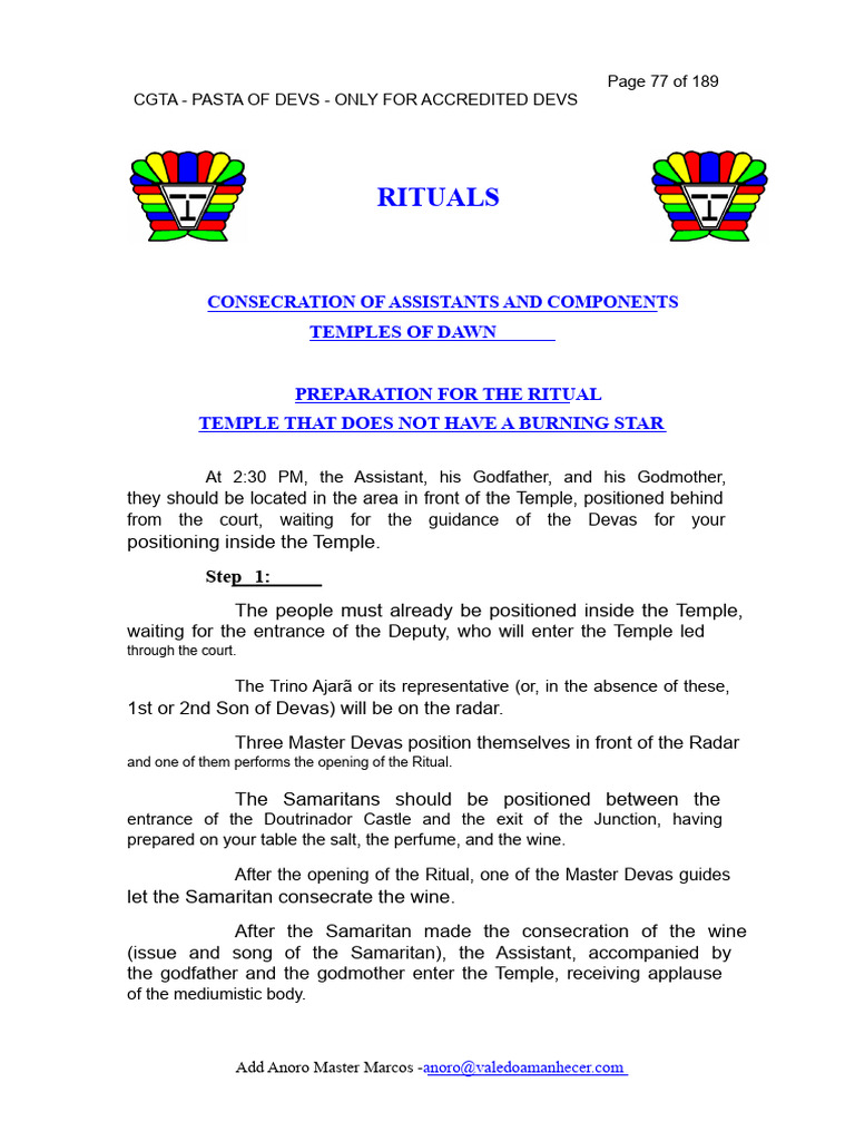 Ritual of Re-Consecration of Adjuncts Temple WITHOUT Shining Star | PDF ...