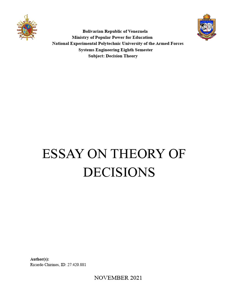 Decision Theory: Deterministic vs. Probabilistic Models | PDF ...