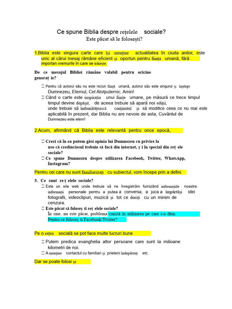 Ce Spune Biblia Despre Rețelele Sociale | PDF
