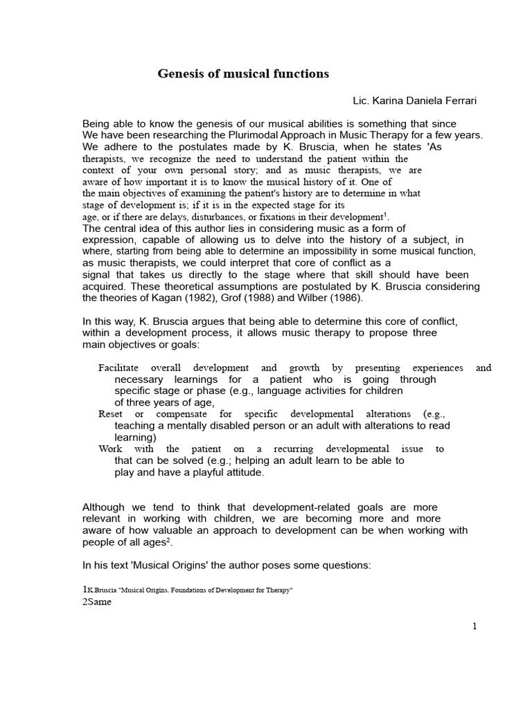 Understanding Musical Development in Therapy | PDF | Perception ...