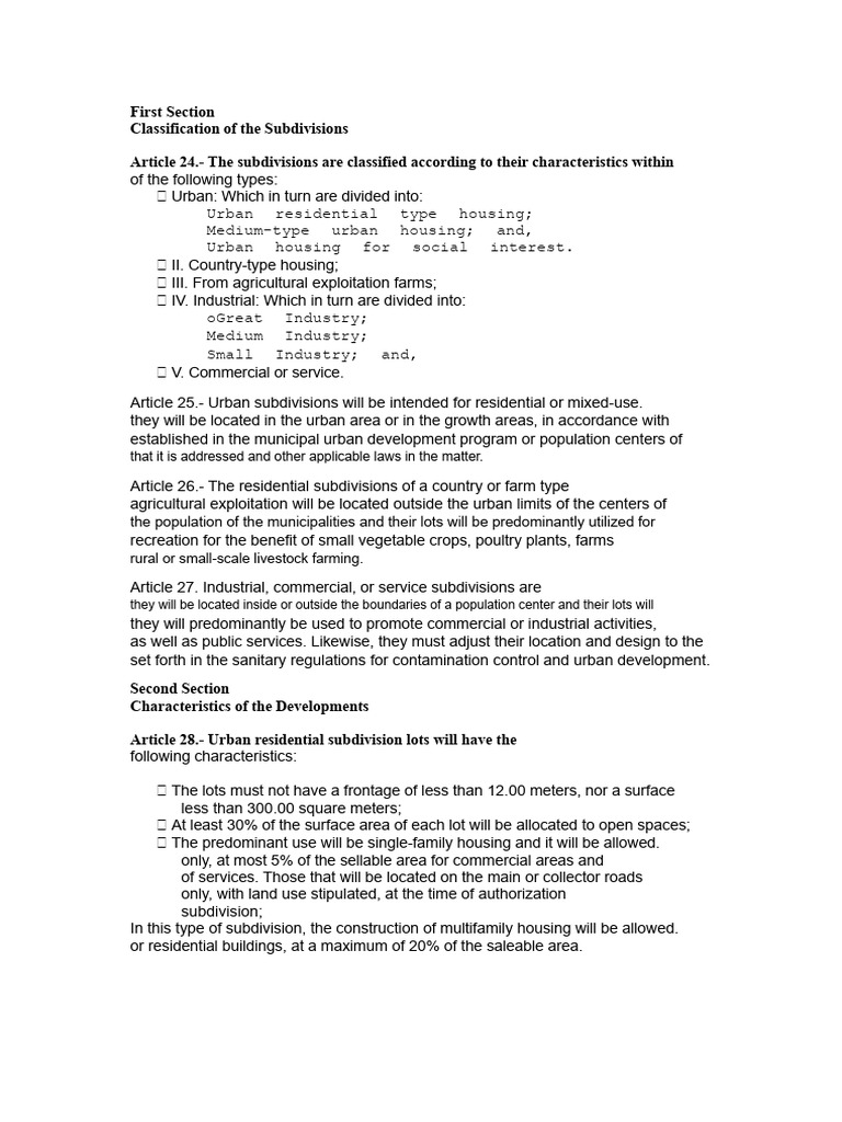 Subdivision Classification and Regulations | PDF | Farms | Agriculture