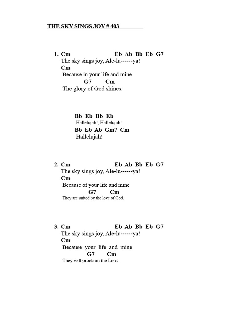 The Sky Sings Joy FC2# 403 - Chords | PDF