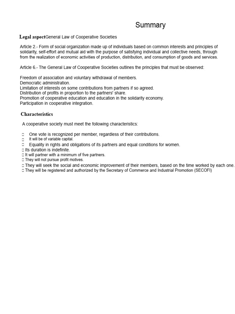 Overview of Cooperative Societies Law | PDF | Cooperative | Interest