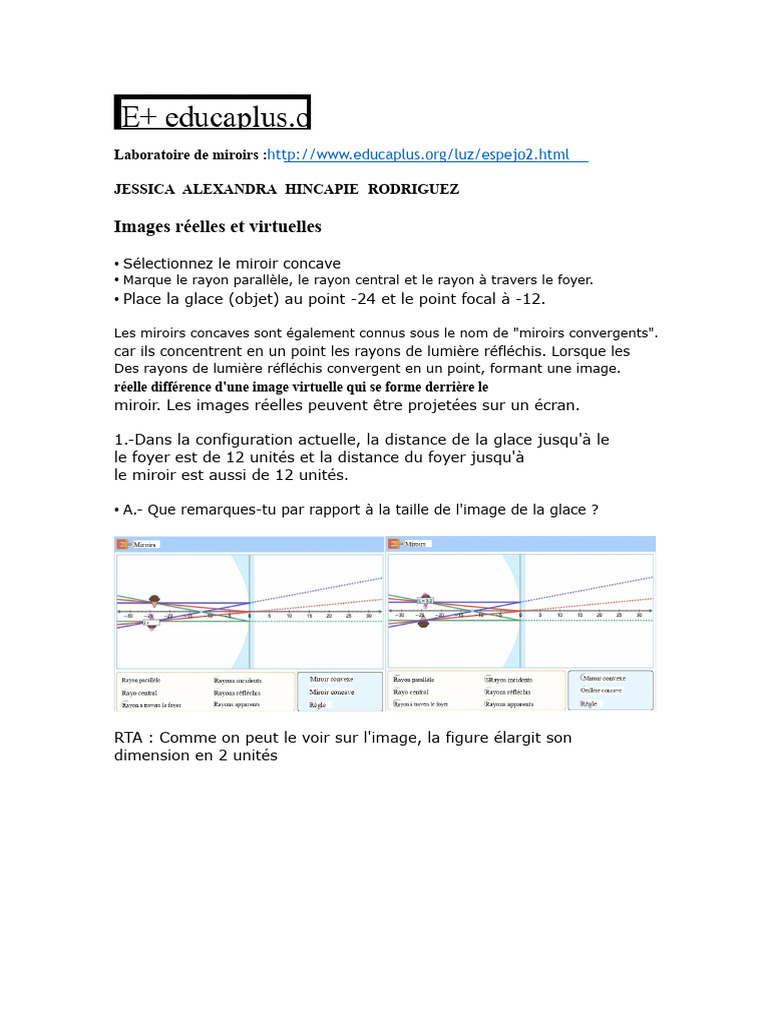 Miroirs concaves et convexes : images et équations | PDF | Lumière ...