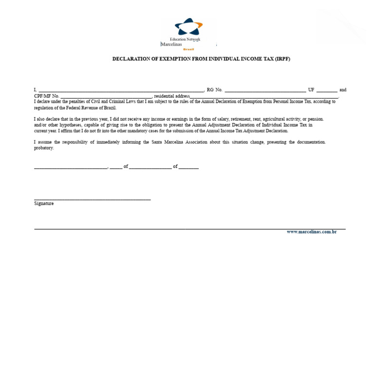 Income Tax Exemption Declaration Form | PDF