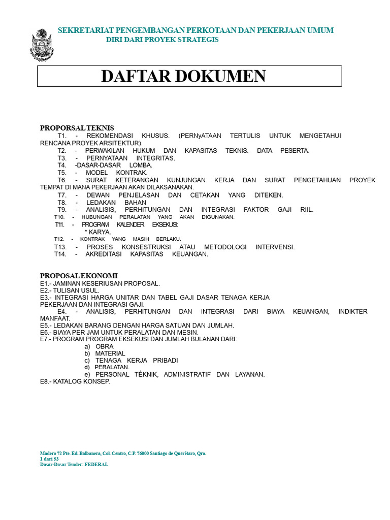 Contoh Dasar Tender Untuk Pekerjaan Publik | PDF
