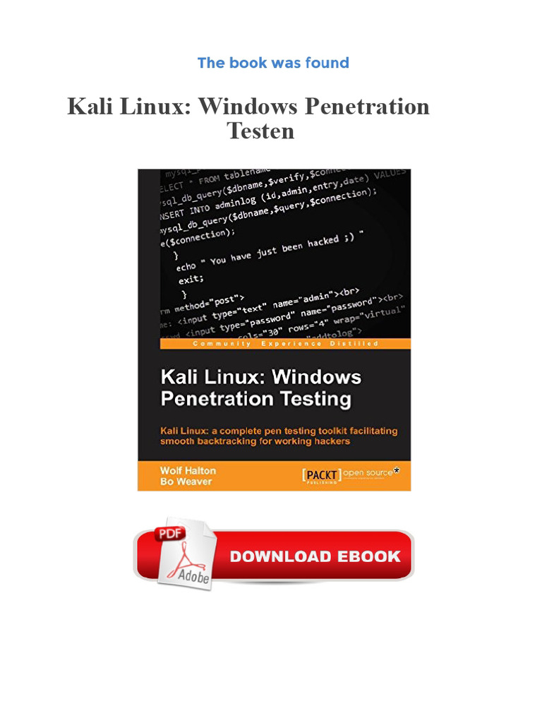 Kali Linux Windows Penetration Testing Kostenlose Ebooks PDF - pdf-1 | PDF