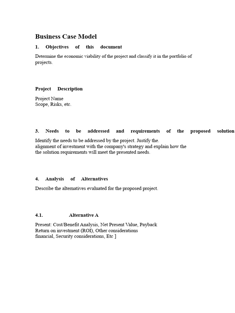 Business Case Model for Project Viability | PDF