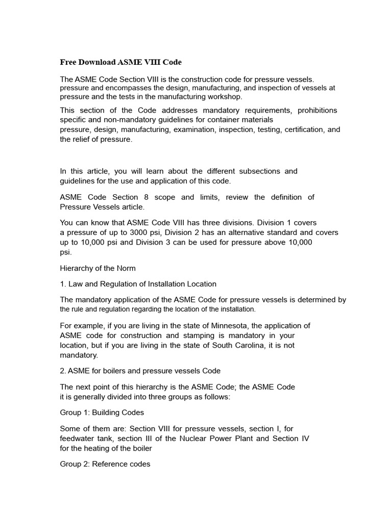 ASME VIII Code Overview and Guidelines | PDF | Mechanical Engineering ...