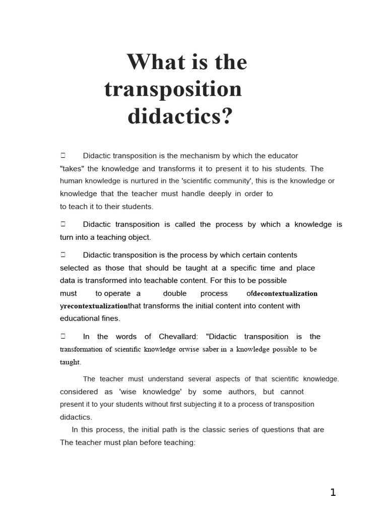 Understanding Didactic Transposition | PDF | Knowledge | Teachers