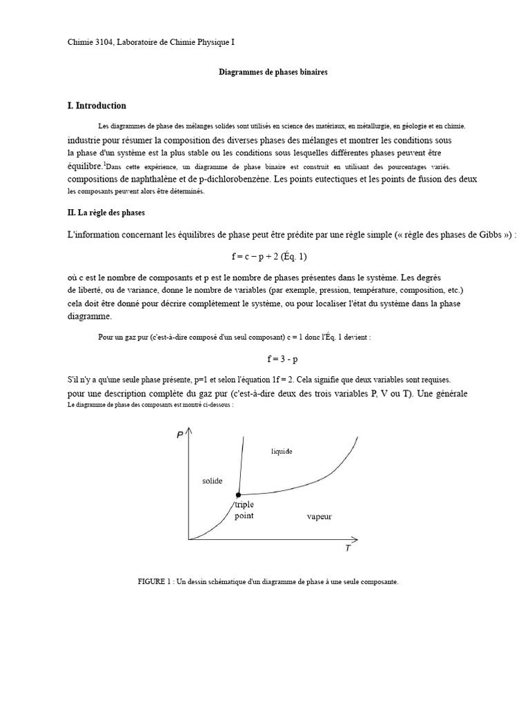 Diagrammes de phases binaires en chimie PDF Diagramme de phase — free download