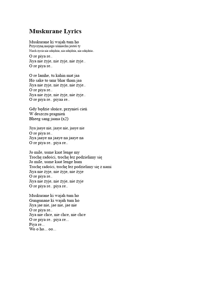 Muskurane - Tekst | PDF