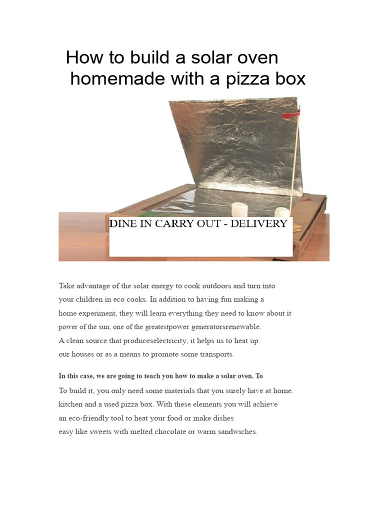 Build a Solar Oven from a Pizza Box | PDF
