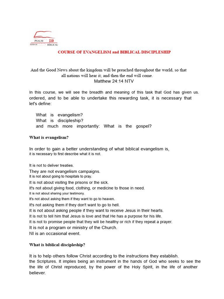 Evangelism and Discipleship Course Guide | PDF | Jesus | The Gospel