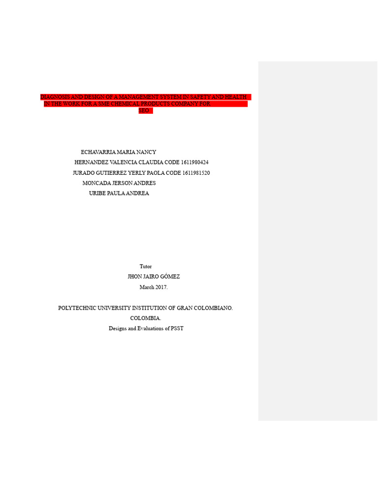 Project SG-SST - Docx First Delivery (1) .Docx Psrs Correct | PDF ...