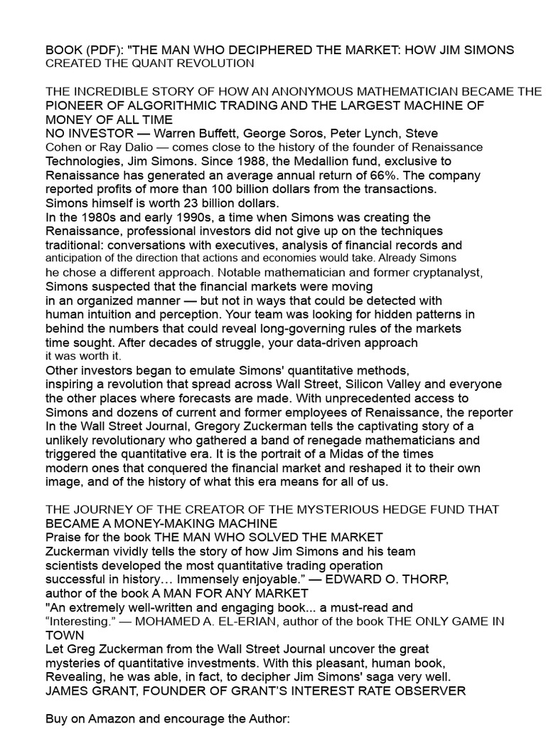 Jim Simons: The Quant Revolution Story | PDF | Investing | Economies